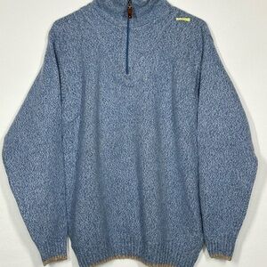 #2636 MASSIMO DUTTI Sweater Mens Size XL (42) Beige Blue Quarter Zip
